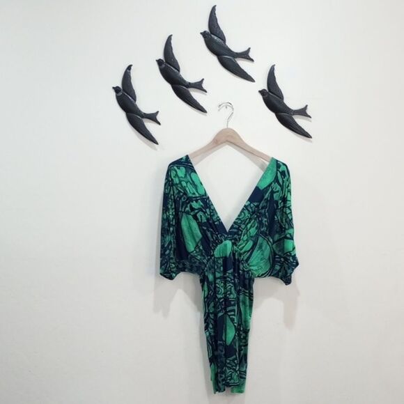 NEW! T-Bags Los Angeles Plunging Kimono Style Dress Beach Cover Up - L - Picture 1 of 9